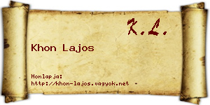 Khon Lajos névjegykártya